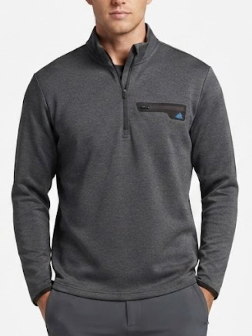 Adidas Performance Knit Quarter Zip Pullover Charcoal Gray Mens Size M